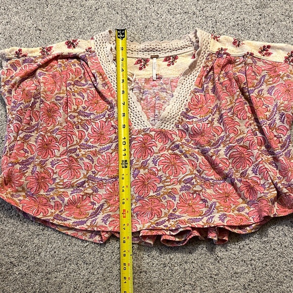 Free People Leilani Top ~ Floral Cream & Pink - Picture 7 of 12